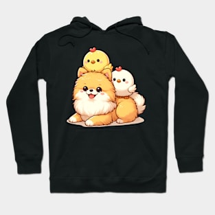 Cute chicks on a Pomeranian Hoodie